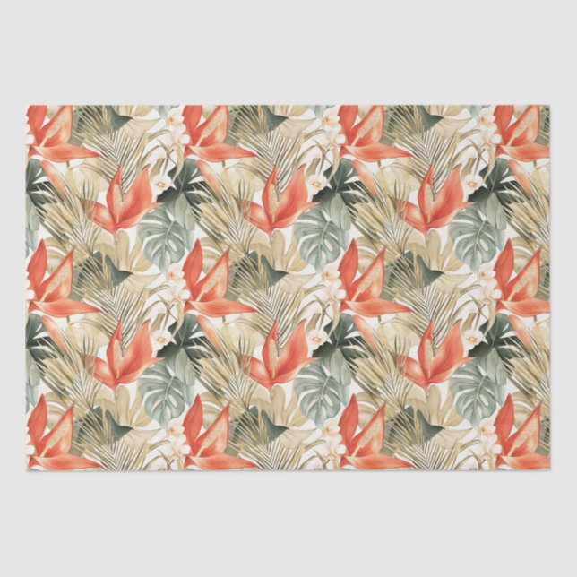 Papier Mousseline Anthurium Orange Tropical Fleurs de Mariage (Recto)
