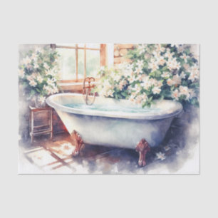 Papier Mousseline Antique Bain Clawfoot Jasmine Baignoire Découpage