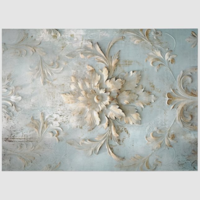 Papier Mousseline Antique Blue Romance Design Series 11 (Recto)
