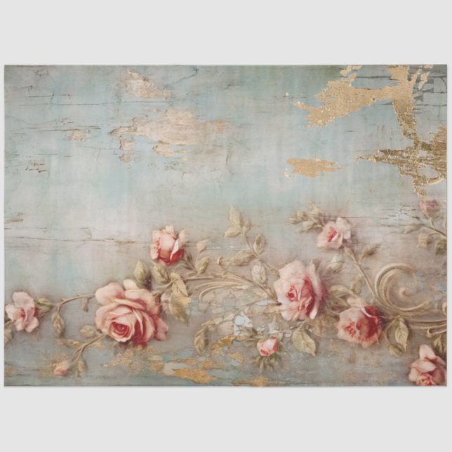 Papier Mousseline Antique Blue Romance Design Series 14 (Recto)