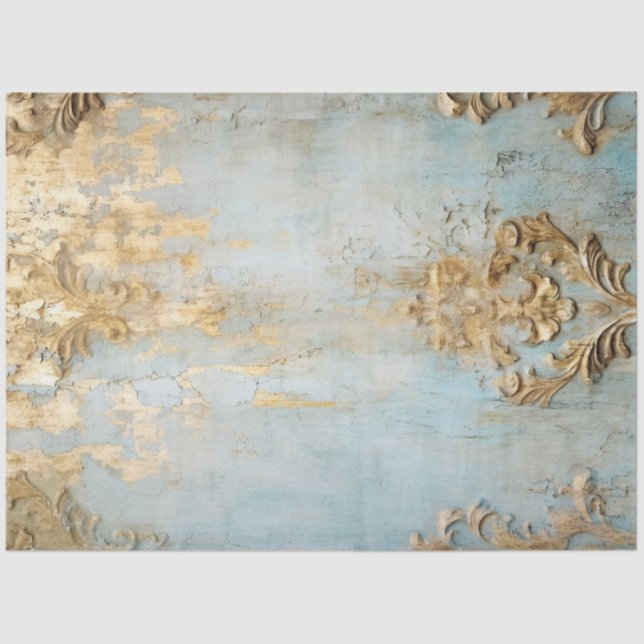 Papier Mousseline Antique Blue Romance Design Series 18 (Recto)