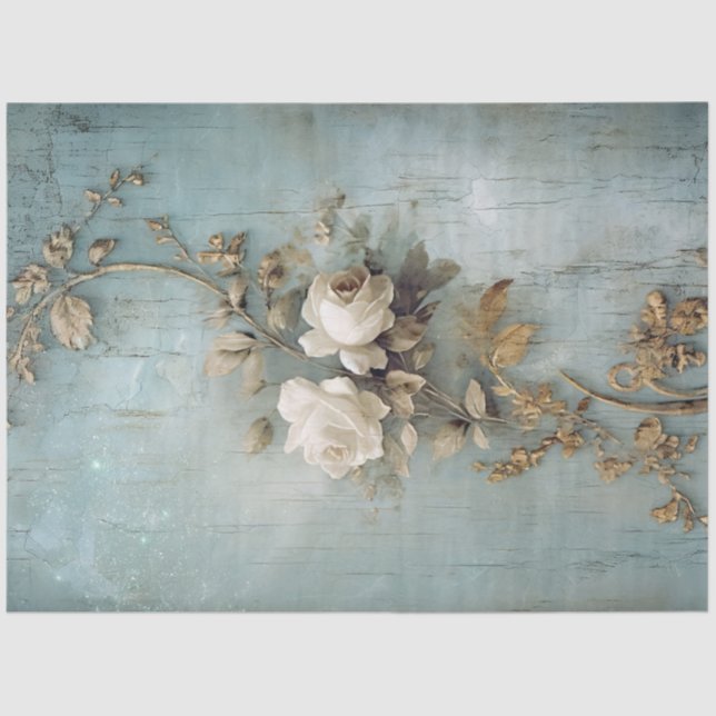 Papier Mousseline Antique Blue Romance Design Series 5 (Recto)