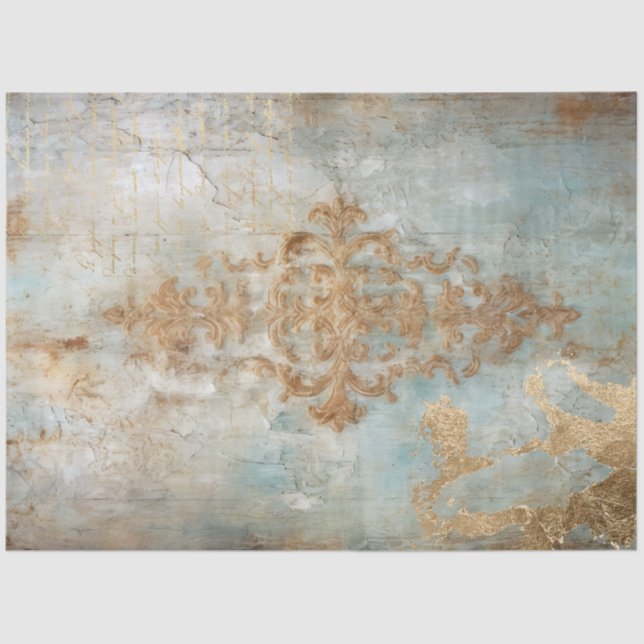 Papier Mousseline Antique Blue Romance Design Series 7 (Recto)