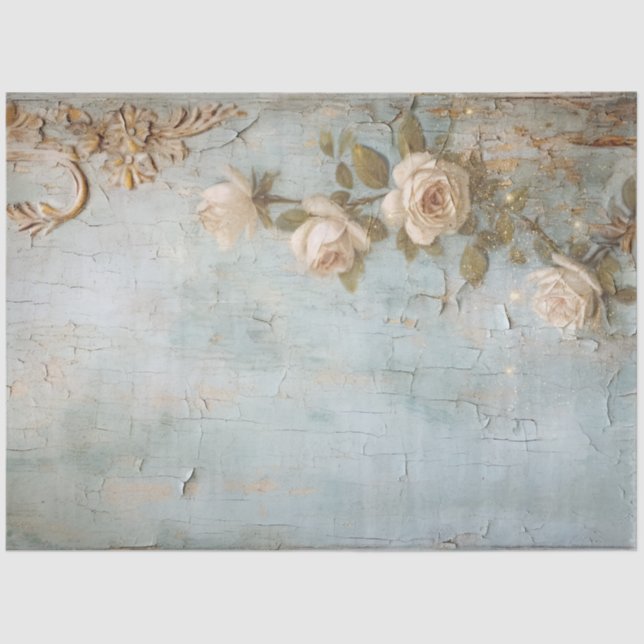 Papier Mousseline Antique Blue Romance Design Series 9 (Recto)