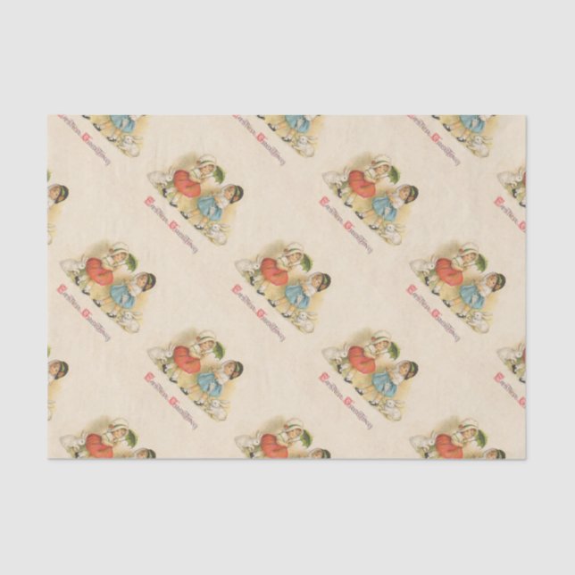 Papier Mousseline Antique Enfants Rabat Art de Pâques (Recto)