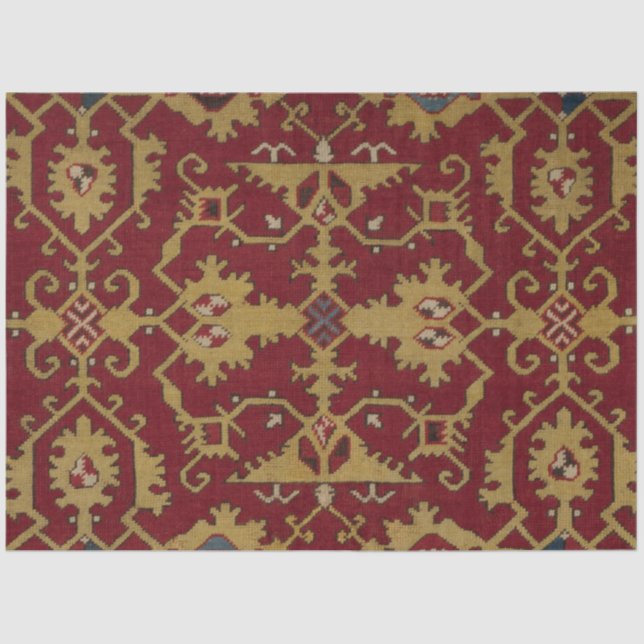 Papier Mousseline Antique géométrique Oriental Perse Motif rouge (Recto)