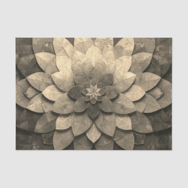 Papier Mousseline Antique Golden Mandala Art Fleur texturée (Recto)