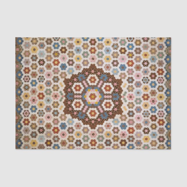 Papier Mousseline Antique Motif de courtepointe en peigne de miel -  (Recto)