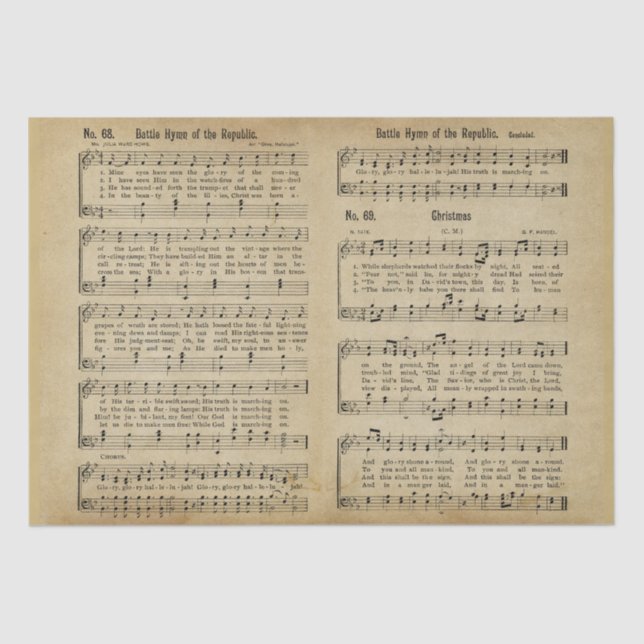 Papier Mousseline Antique Paper Vintage Christmas Sheet Music  (Recto)