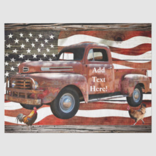Papier Mousseline Antique Red Truck Vintage Red Truck Drapeau améric
