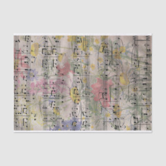 Papier Mousseline Antique Spring Floral Music Notes Découpage