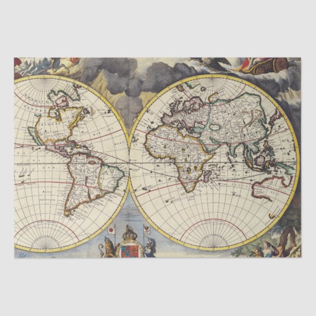 Papier Mousseline Antique vieille carte inspirée (4) (Recto)