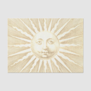 Papier Mousseline Antique Vintage Beige Gold Sun Face