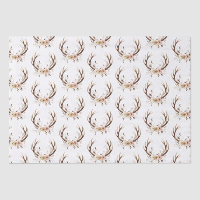 Papier Mousseline Antlers de cerfs roses (Recto)