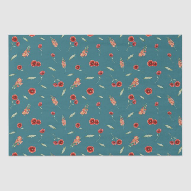 Papier Mousseline Août Mois de naissance Fleurs de pavot Gladiolus (Recto)