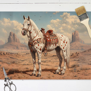 Papier Mousseline Appaloosa Cheval Peint Désert Découpage Pittoresqu