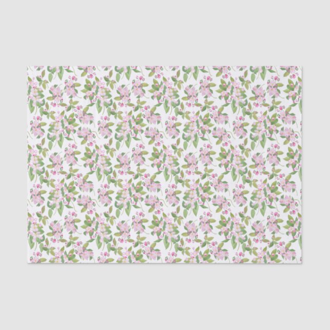Papier Mousseline Apple rose fleurissent motif floral sur le blanc (Recto)