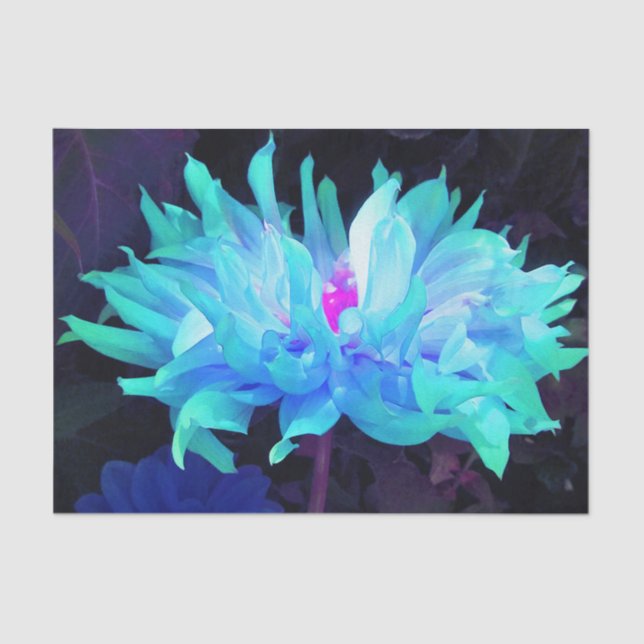 Papier Mousseline Aqua bleu et vert cactus Dahlia (Recto)