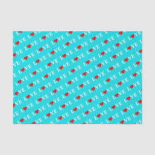 Papier Mousseline Aqua Blue LOVE