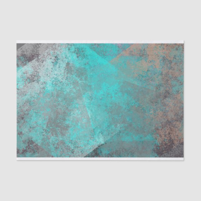 Papier Mousseline Aqua Blue Turquoise N Grey Abstrait détendu (Recto)