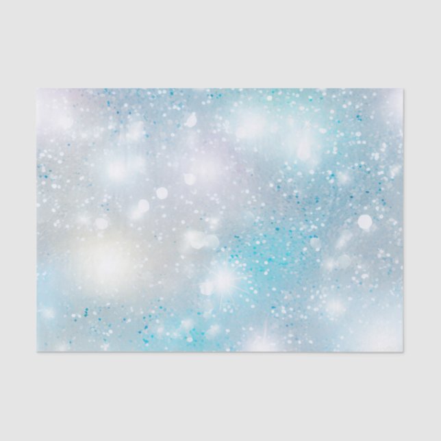 Papier Mousseline Aqua Blue White Bokeh Anniversaire (Recto)