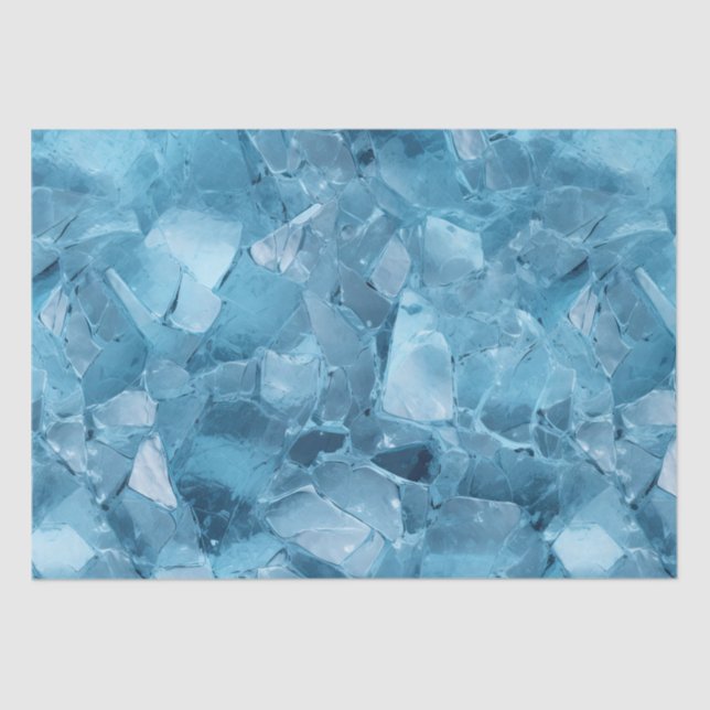 Papier Mousseline Aqua d'hiver Blue Ice Snowflakes Noël (Recto)