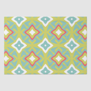 Papier Mousseline Aqua et Chartreuse Tiki Tissu Paper
