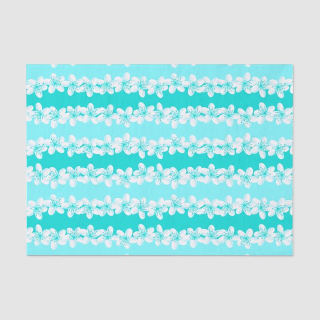 Papier Mousseline Aqua tropical frangipani (Recto)