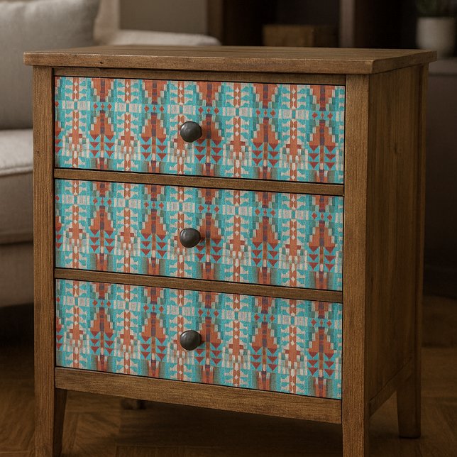 Papier Mousseline Aqua Turquoise Burnt Orange Taupe Brown Mosaïque A (Créateur téléchargé)