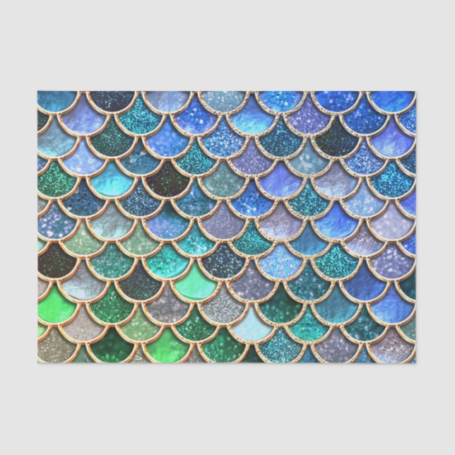 Papier Mousseline Aqua vert Mermaidscale Parties scintillant de prin (Recto)