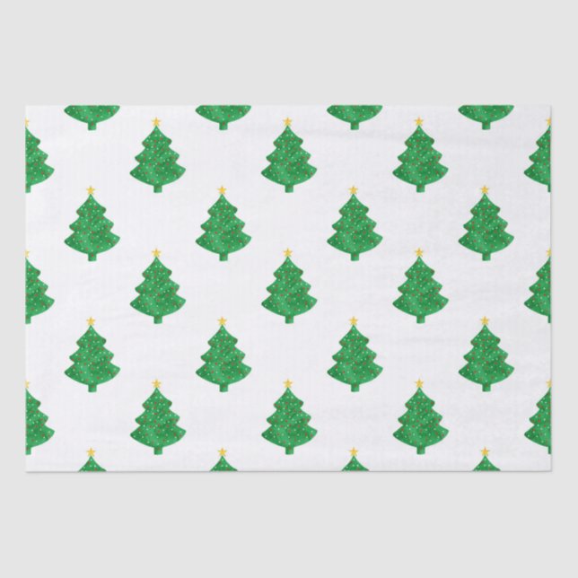 Papier Mousseline Aquarelle à feuillage persistant Arbres de Noël (Recto)