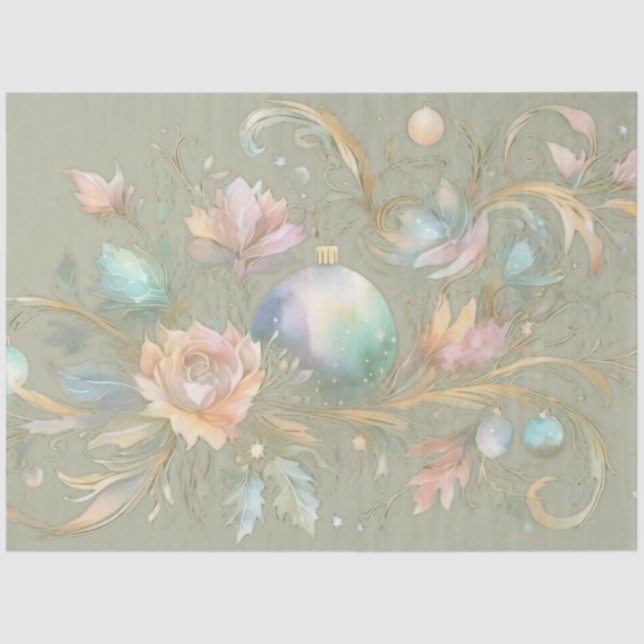 Papier Mousseline Aquarelle Abstraite Pastel Design de Noël (Recto)