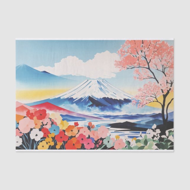 Papier Mousseline Aquarelle Abstraite Whimsical Springtime Mountain (Recto)