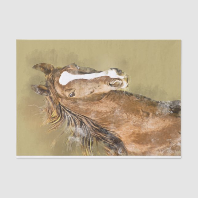 Papier Mousseline Aquarelle américaine Cheval selle découpage (Recto)