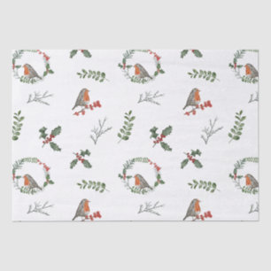 Papier Mousseline Aquarelle Anglais Robin Noël Cadeau de Noël