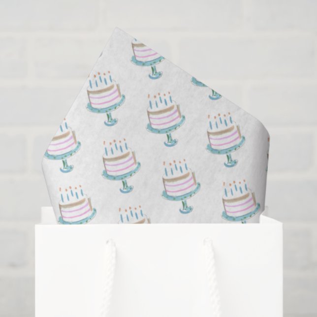 Papier Mousseline Aquarelle Anniversaire Gâteau Art Bougies Célébrat (Sac cadeau)