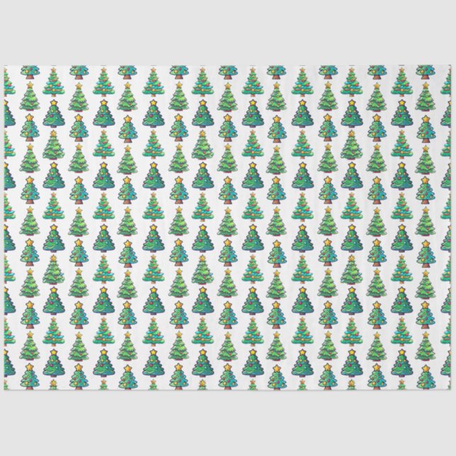 Papier Mousseline Aquarelle Arbre de Noël Motif, Noël (Recto)