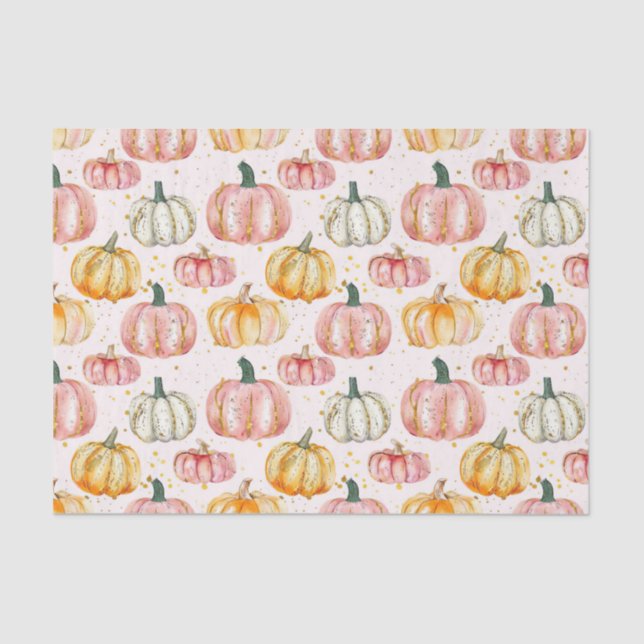 Papier Mousseline Aquarelle Automne Citrouille Motif Automne Découpa (Recto)
