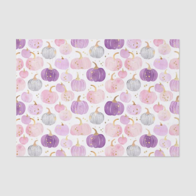 Papier Mousseline Aquarelle Automne Citrouille Motif Automne Découpa (Recto)