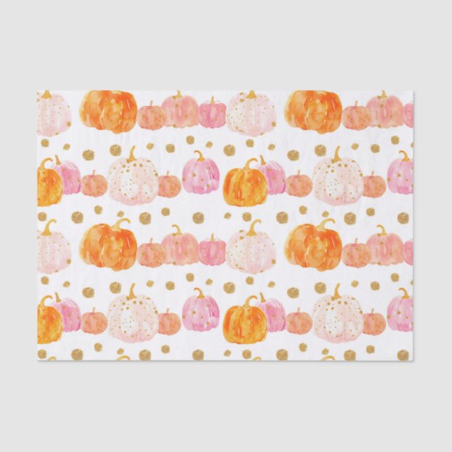 Papier Mousseline Aquarelle Automne Citrouille Motif Automne Découpa (Recto)
