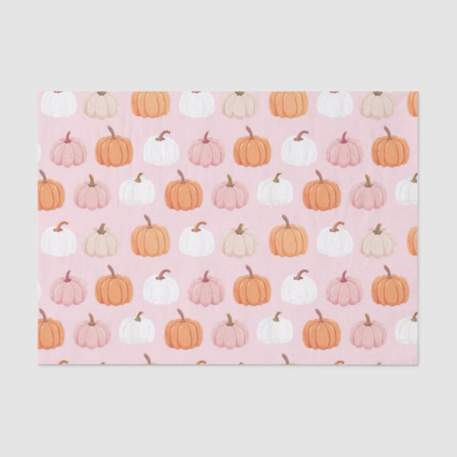 Papier Mousseline Aquarelle Automne Citrouille Motif Automne Découpa (Recto)