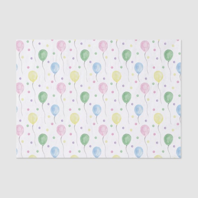 Papier Mousseline Aquarelle Ballons d'anniversaire & Confetti (Recto)