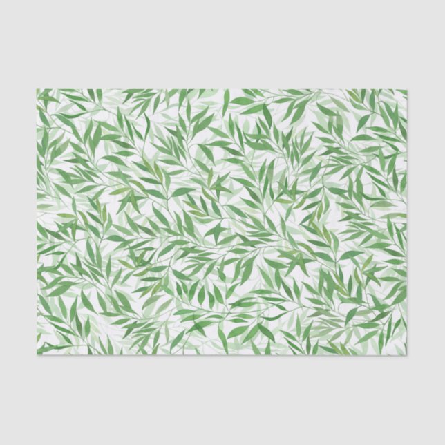 Papier Mousseline Aquarelle Bambou Feuilles Branches Vines Forêt (Recto)