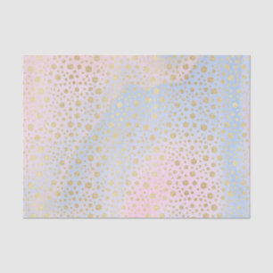 Papier Mousseline Aquarelle bleu clair, rose, violet et points or