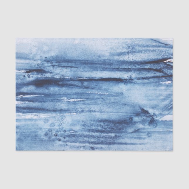 Papier Mousseline Aquarelle bleu marine Abstrait blanc (Recto)