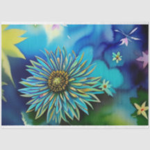 Aquarelle bleu rustique et vert Floral