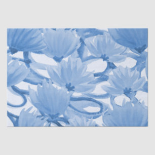 Papier Mousseline Aquarelle bleue Design floral