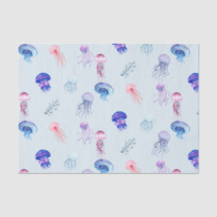 Papier Mousseline Aquarelle bleue Mixte de couleur méduse