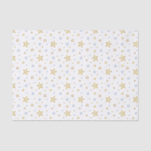 Papier Mousseline Aquarelle Blue Pastel Stars (Recto)