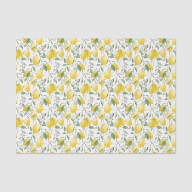 Papier Mousseline Aquarelle Bouquet de citron Motif d'été (Recto)